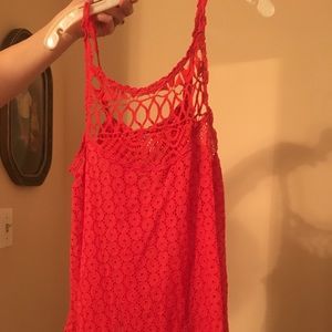 Like New Free People Coral eyelet tank top